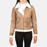 Sherilyn B-3 Distressed Leather Bomber Jacket In Brown