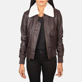 Stella G-1 Leather Bomber Jacket In Maroon
