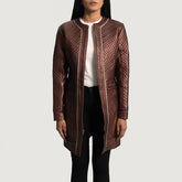 Trudy Lane Quilted Leather Coat In Maroon