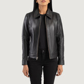 Vixen Classic Collar Leather Jacket In Black