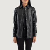 Zenith Leather Shirt Jacket In Black