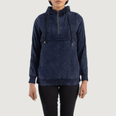 Zest Hooded Suede Pullover Jacket In Blue