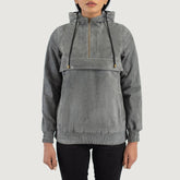 Zest Hooded Suede Pullover Jacket In Grey