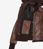 Tralee Women's Cognac Waxed Leather Bomber with a Detachable Hood