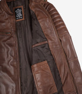 Men's Waxed Cognac Leather Biker Jacket