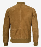 Men's Light Brown Suede Bomber Jacket