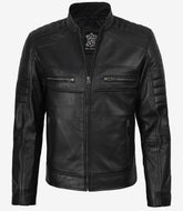 Men's Black Real Lambskin Leather Biker Jacket