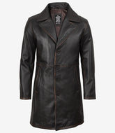 Men's Distressed Brown Real Leather Car Coat