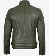 Men's Olive Green Biker Leather Jacket