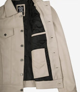 Men's Beige Lambskin Leather Trucker Jacket