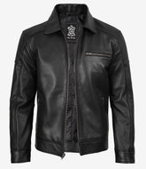 Neville Men's Black Lambskin Harrington Jacket