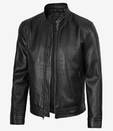 Owen Men's Black Leather Jacket - Biker Style