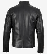 Men's Classic Black Cowhide Biker Leather Jacket