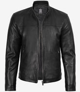 Men's Biker Jacket in Black Leather