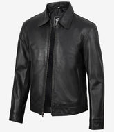 Mike Men's Black Harrington Leather Jacket