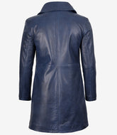 Men's Blue Real Leather Car Coat Designed in 3/4 Length