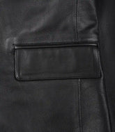 Men's Black Leather Blazer Featuring a Two-Button Notch-Lapel Design