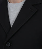 Men's Black Wool Single-Breasted Coat with Modern Fit