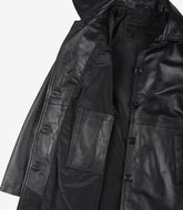 Women's Real Leather Black Car Coat in 3/4 Length
