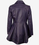 Women's Purple Real Leather Peplum Jacket Frock Style