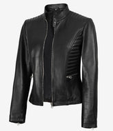 Rachel Women's Black Leather Biker Jacket