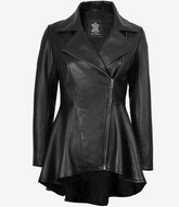 Clarissa Women's Black Leather Peplum Jacket