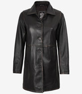 Women's Distressed Brown Real Leather Coat 3/4 Length