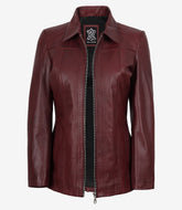 Marsha Women's Maroon Leather Car Coat