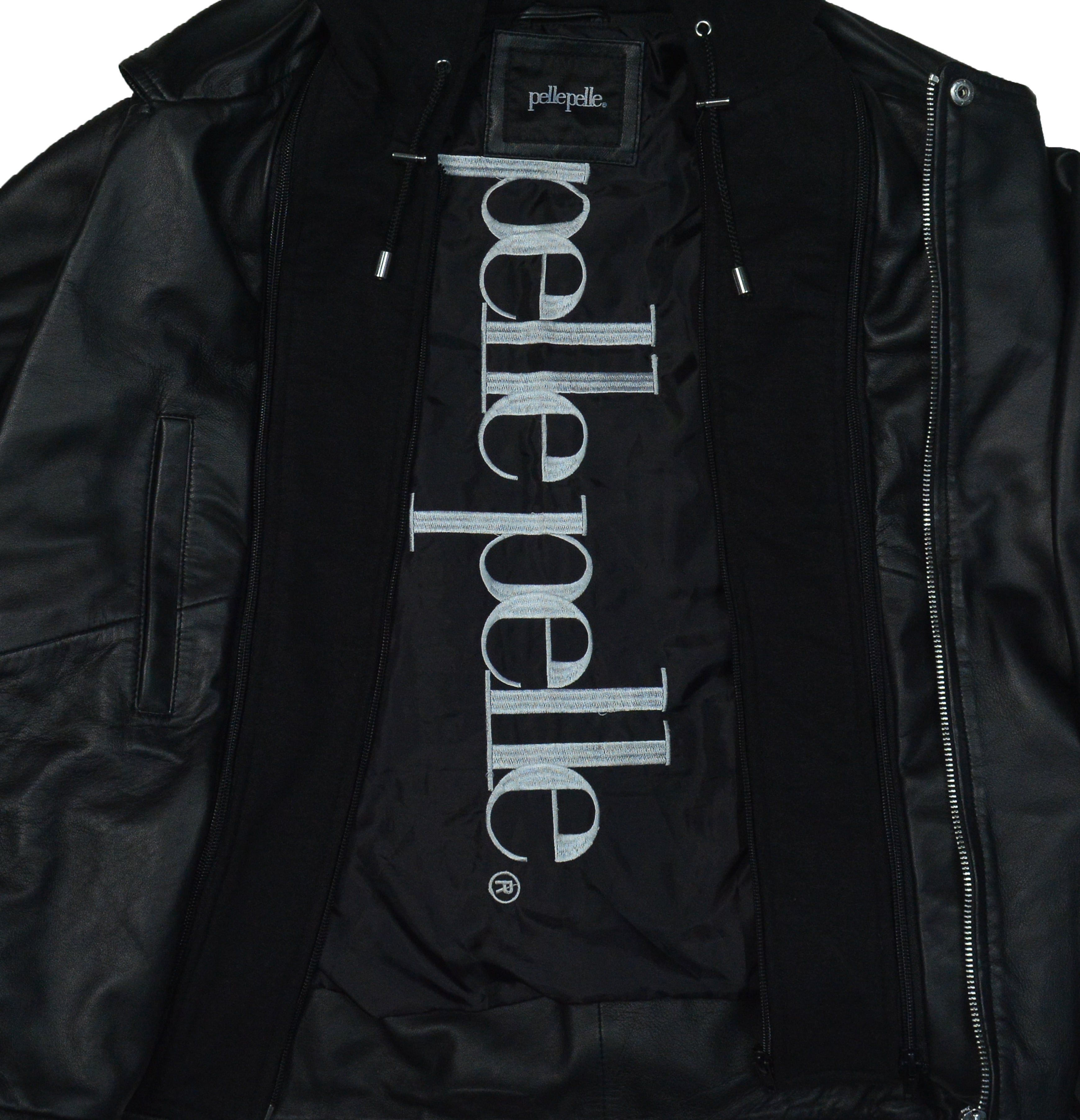 Women's Leather Motorcycle Jacket with Hoodie
