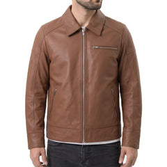 Lavendard Brown Biker Leather Jacket