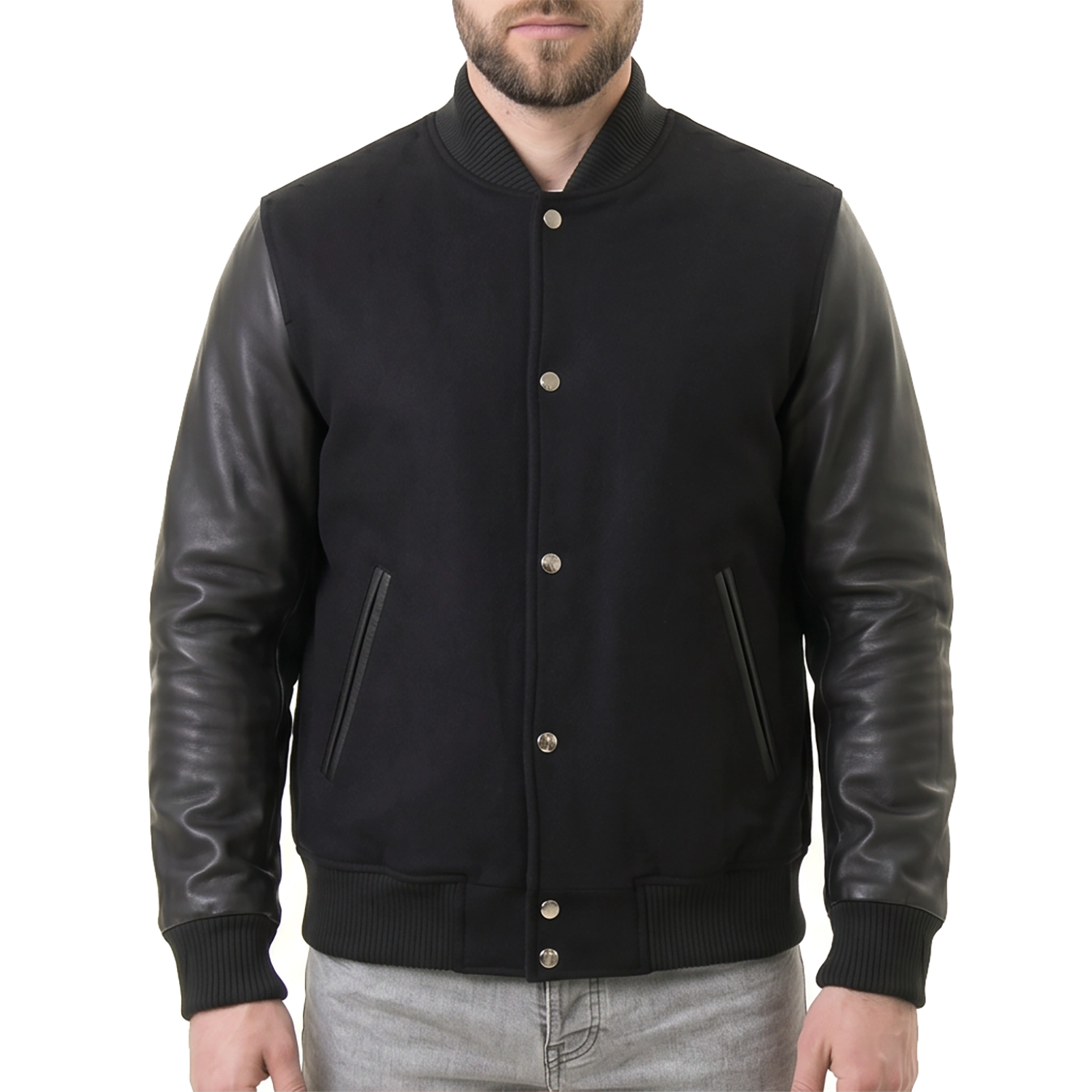 Black Hybrid Varsity Jacket