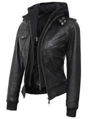 Edinburgh Women Black Bomber Leather Jacket