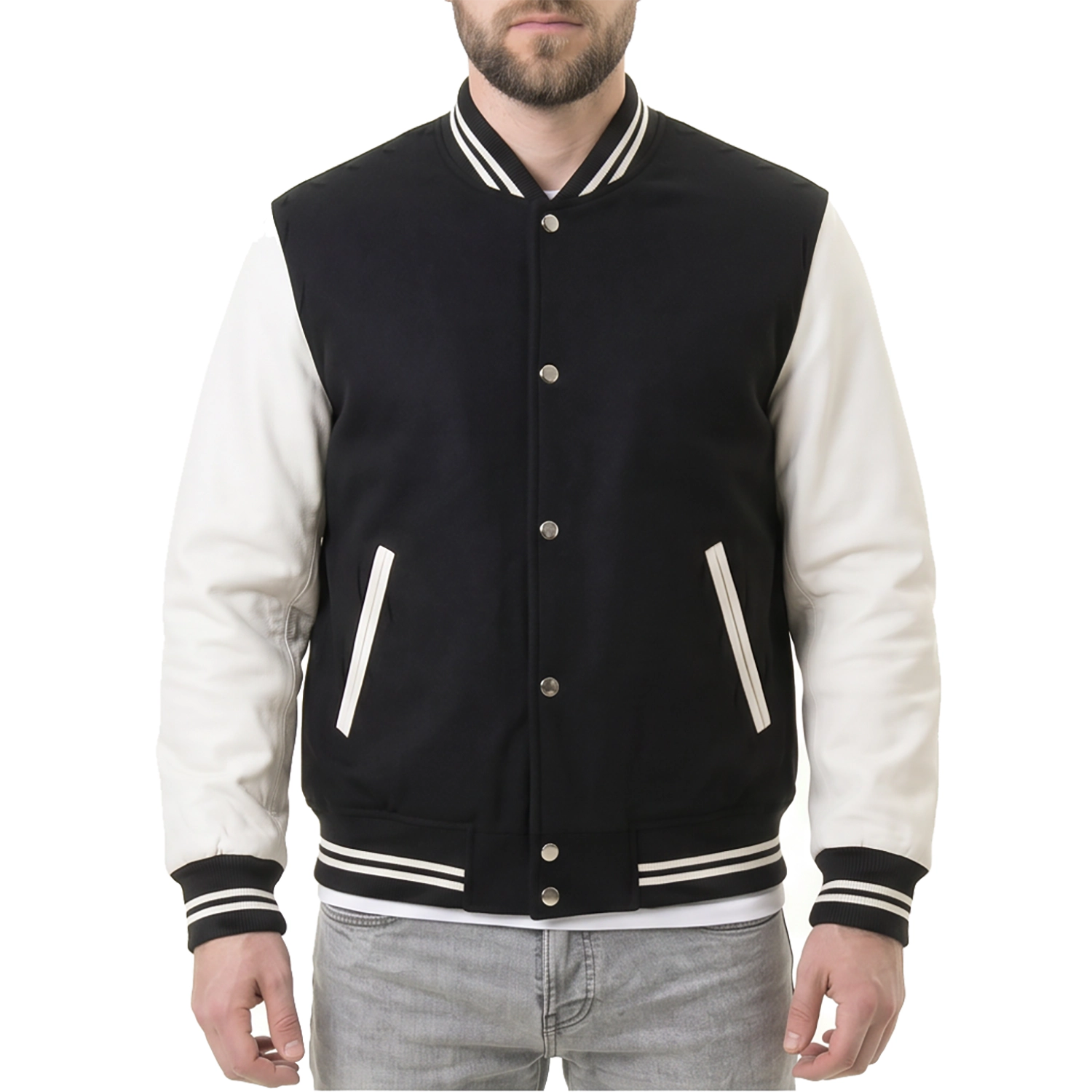 Black & White Hybrid Varsity Jacket