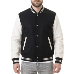 Black & White Hybrid Varsity Jacket
