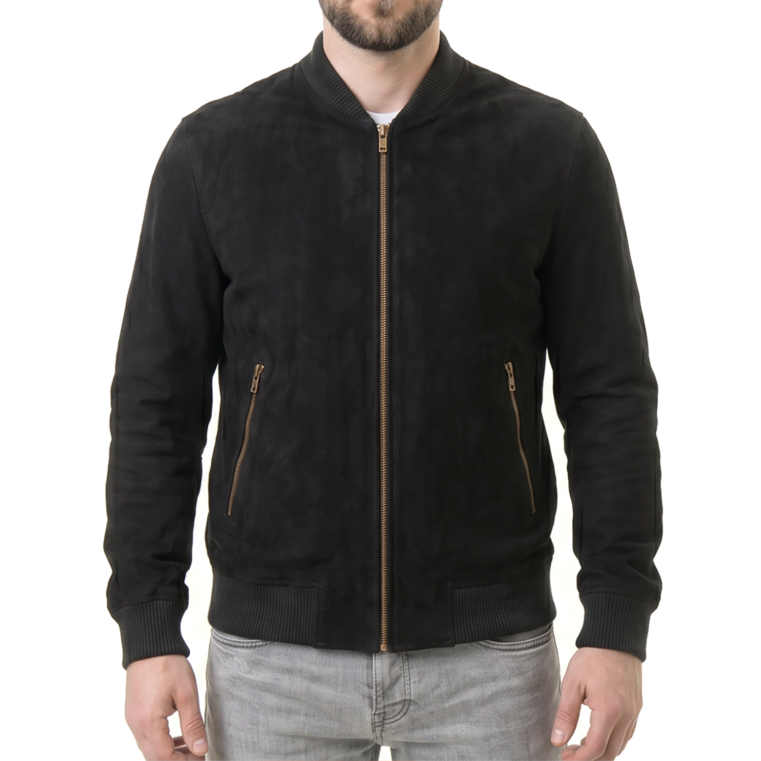 Black Suede Bomber Jacket