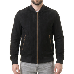 Black Suede Bomber Jacket