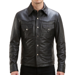 Trucker Black Leather Jacket