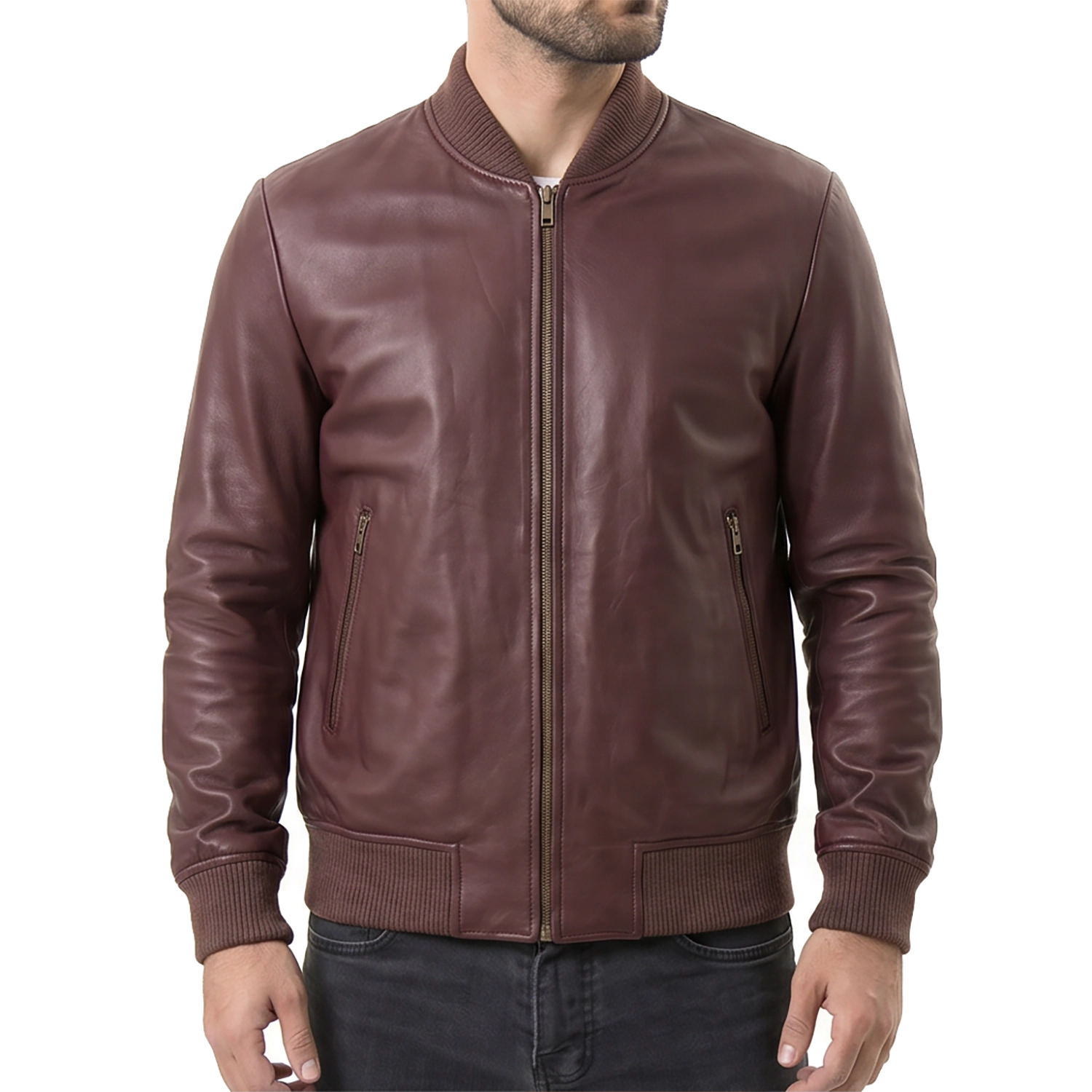 Maroon Suede Bomber Jacket