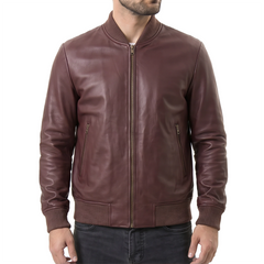 Maroon Suede Bomber Jacket