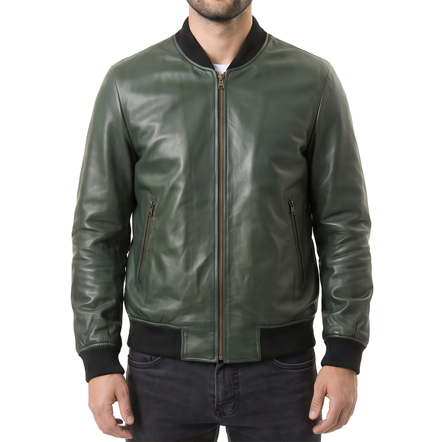 Green Suede Bomber Jacket