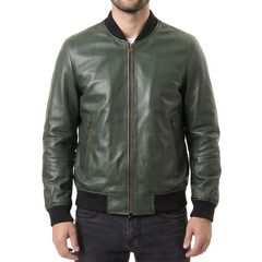 Green Suede Bomber Jacket