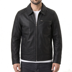 Lavendard Black Biker Leather Jacket
