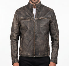 Distressed Brown Leather Jacket