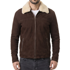 Brown Bomber Suede Leather Jacket