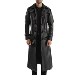 Hooded Leather Trench Coat