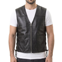 Brandon Black Leather Vest