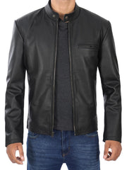 Men's Black Cowhide Leather Motorcycle Jacket