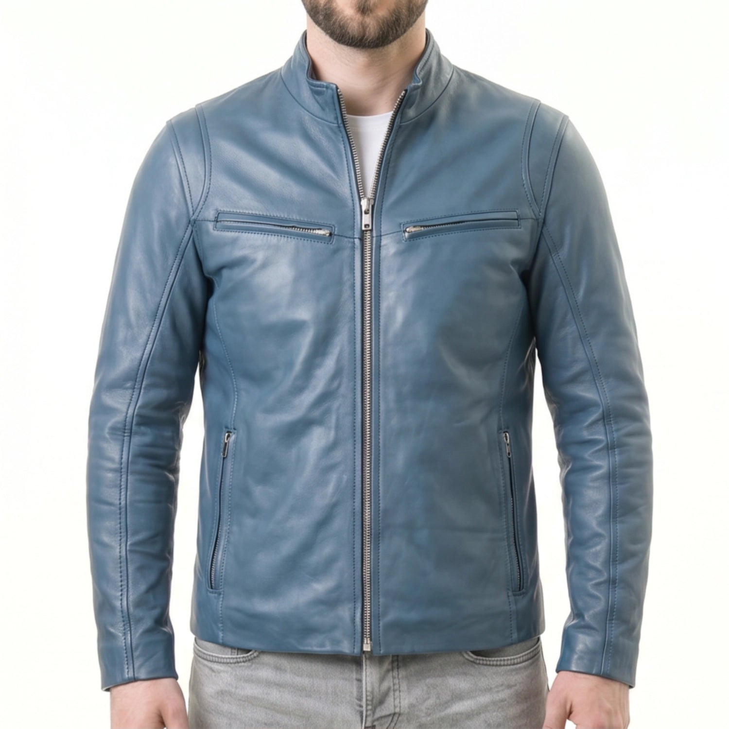 Blue Leather Jacket