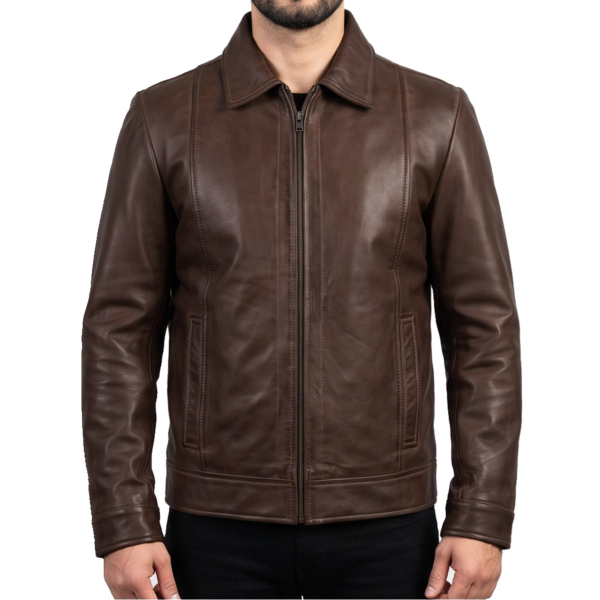 Camel Brown Leather Jacket
