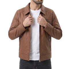 Lavendard Brown Biker Leather Jacket